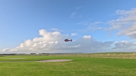 a helicopter lands at port campbell, australia