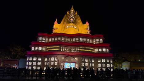 during this time of durga puja, one of the main festivals of bengalis, people throng the idol premises in large numbers to see the goddess.