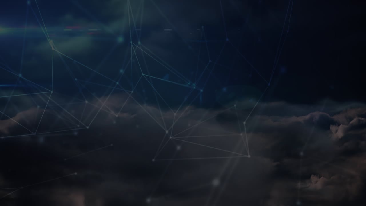 Animation of networks of connections over sky