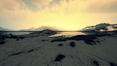 Spectacular-scenery-of-rocky-mountain-range-covered-with-snow