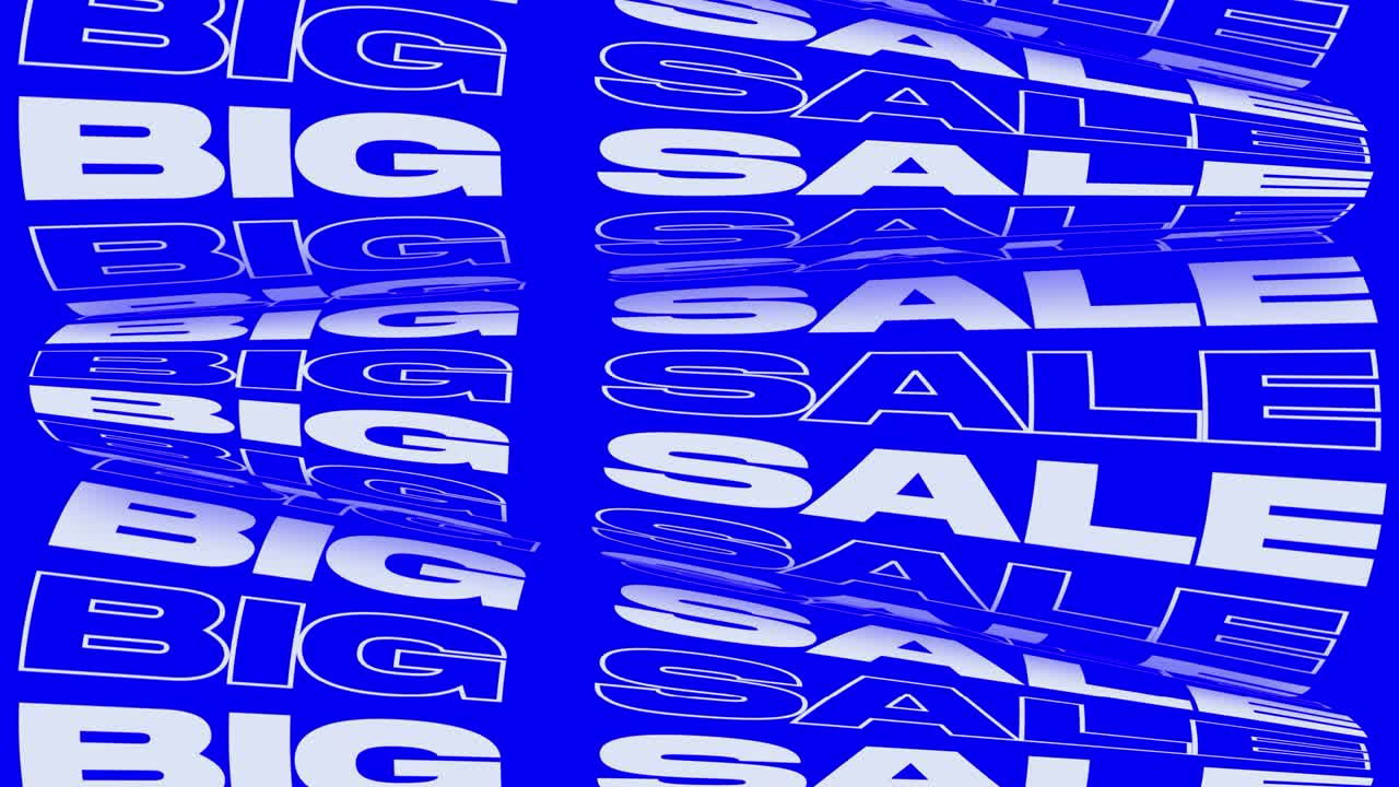 gran venta azul brillante animación promocional bucle de fondo. palabras perceptibles rodillos bajo precio cartel de cartel para publicidad promocional. llamativa gran venta medios sociales vídeo de anuncio de marketing cinético.