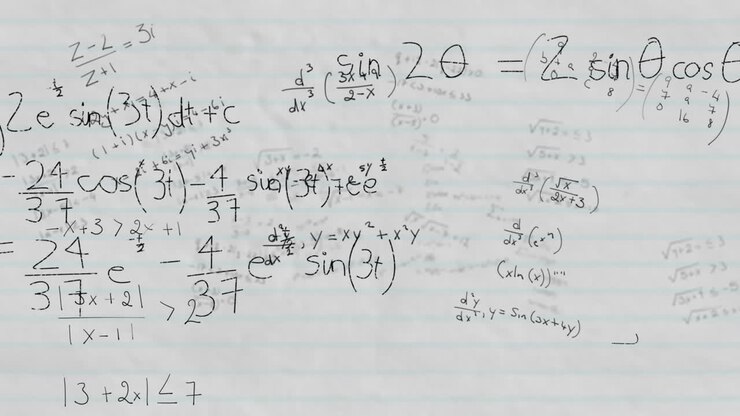 Animation of mathematical equations over white background
