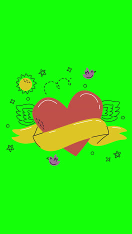 heart with wings and ribbon illustration