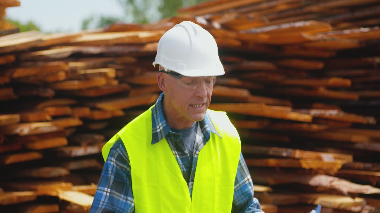 Male Worker Examining Plank'S Stack 9