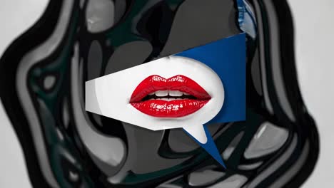 arte abstracto con labios rojos y burbuja de habla