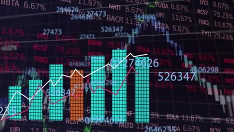 animación del procesamiento de datos financieros sobre las estadísticas