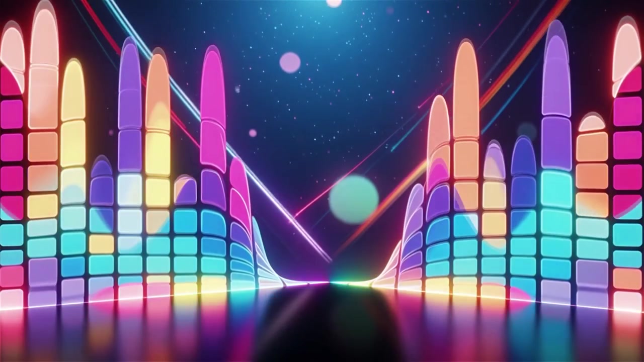 Futuristic Rainbow Neon Music Equalizer Visualizer Background