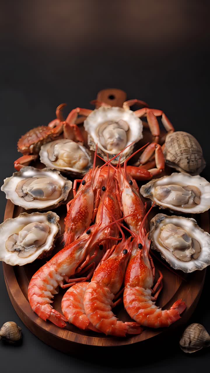 Delicious Seafood on Blurred Background 4K