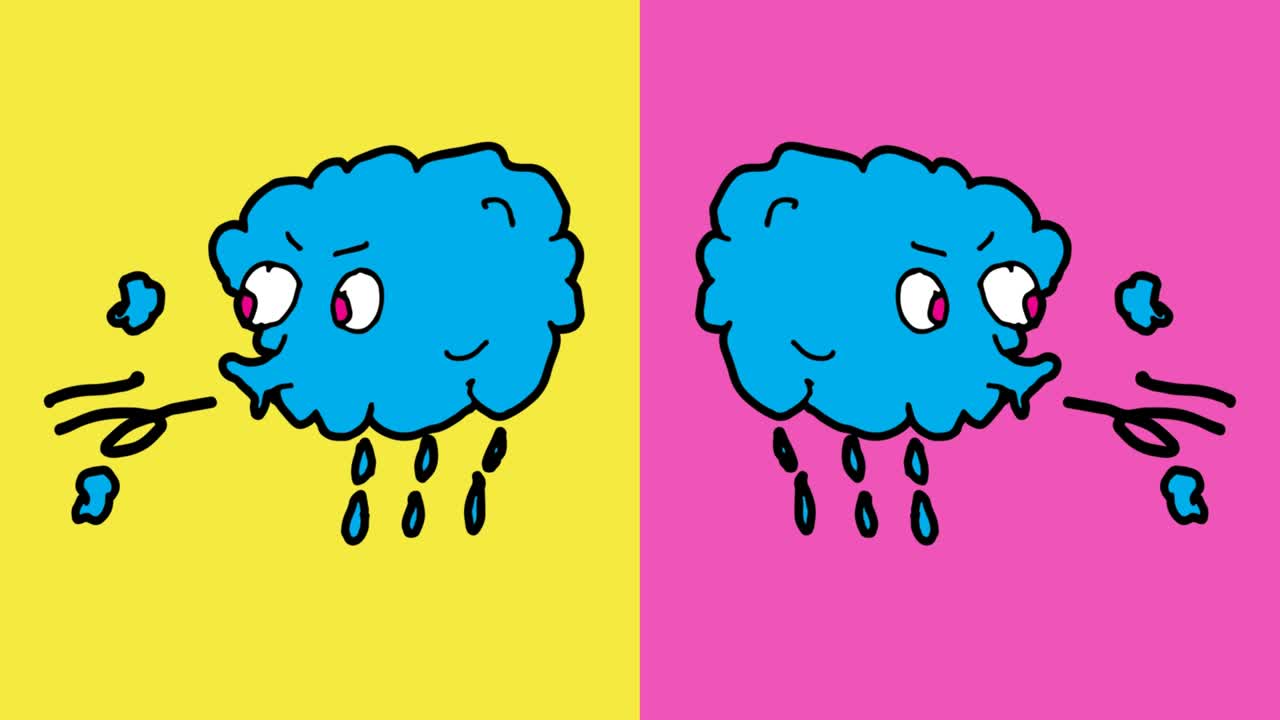 Nền liền mạch phong cách pop art tranh vẽ của trẻ em với chủ đề bão mưa