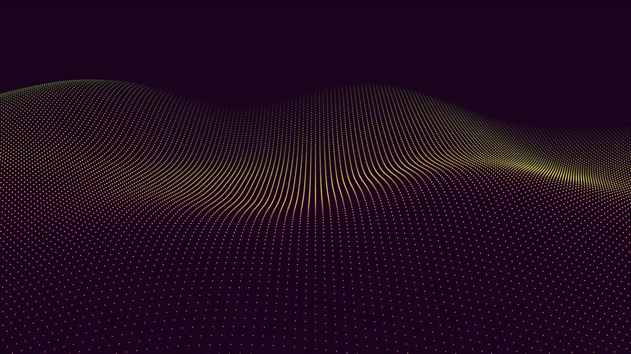 Futuristic neon waves and neon dots on dark space