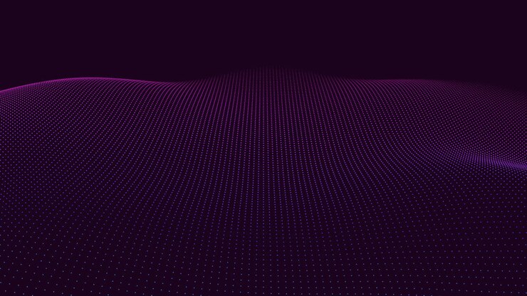 futuristische neonwellen und neonpunkte auf dunklem raum