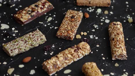 mixed gluten free granola cereal energy bars  with dried fruits and nuts