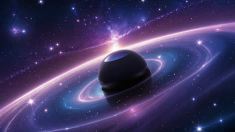 abstract cosmic whirlpool with central orb in starry galaxy