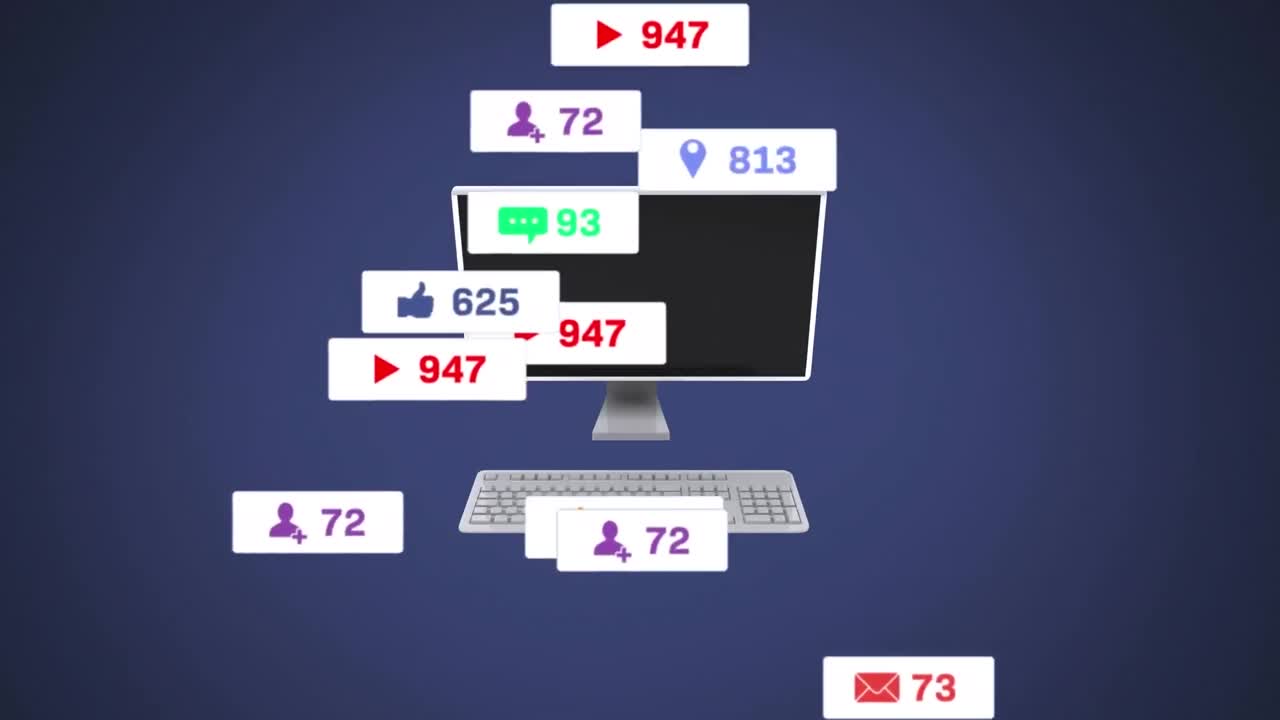 컴퓨터를 통해 미디어 아이콘의 애니메이션