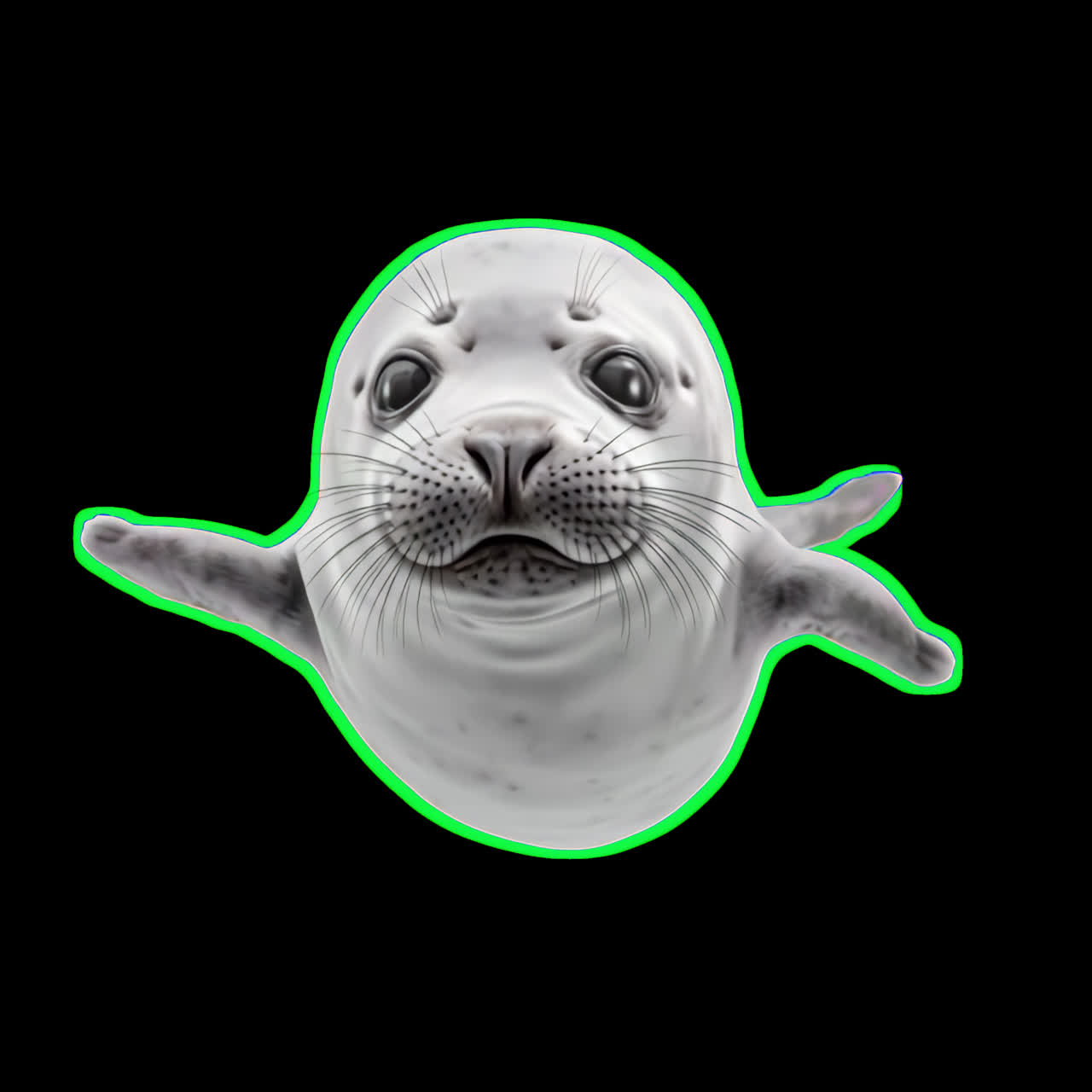 Adorable seal floating gracefully animation isolated asset, transparent 4K video, alpha channel
