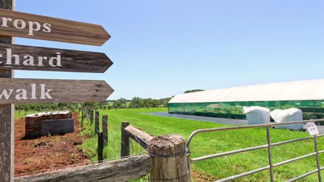 signpost directing towards different farm areas