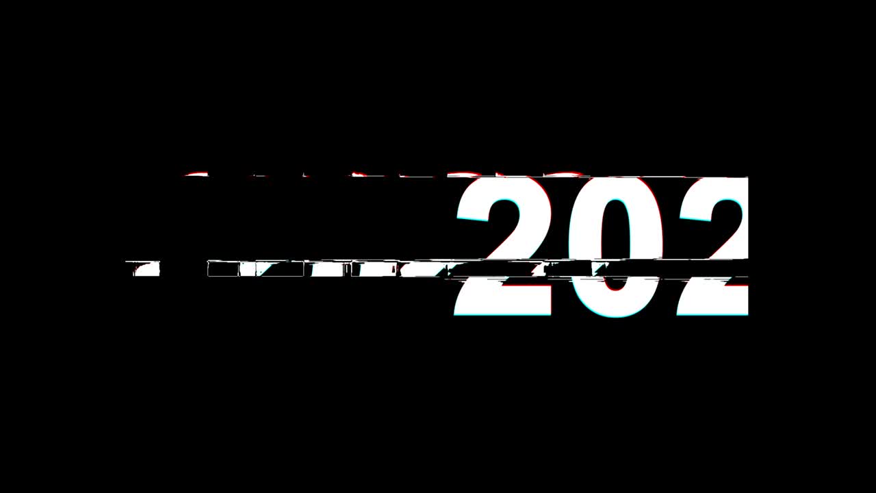 Happy New Year  2022 Glitch Effect Text Digital TV Distortion 4K Loop Animation