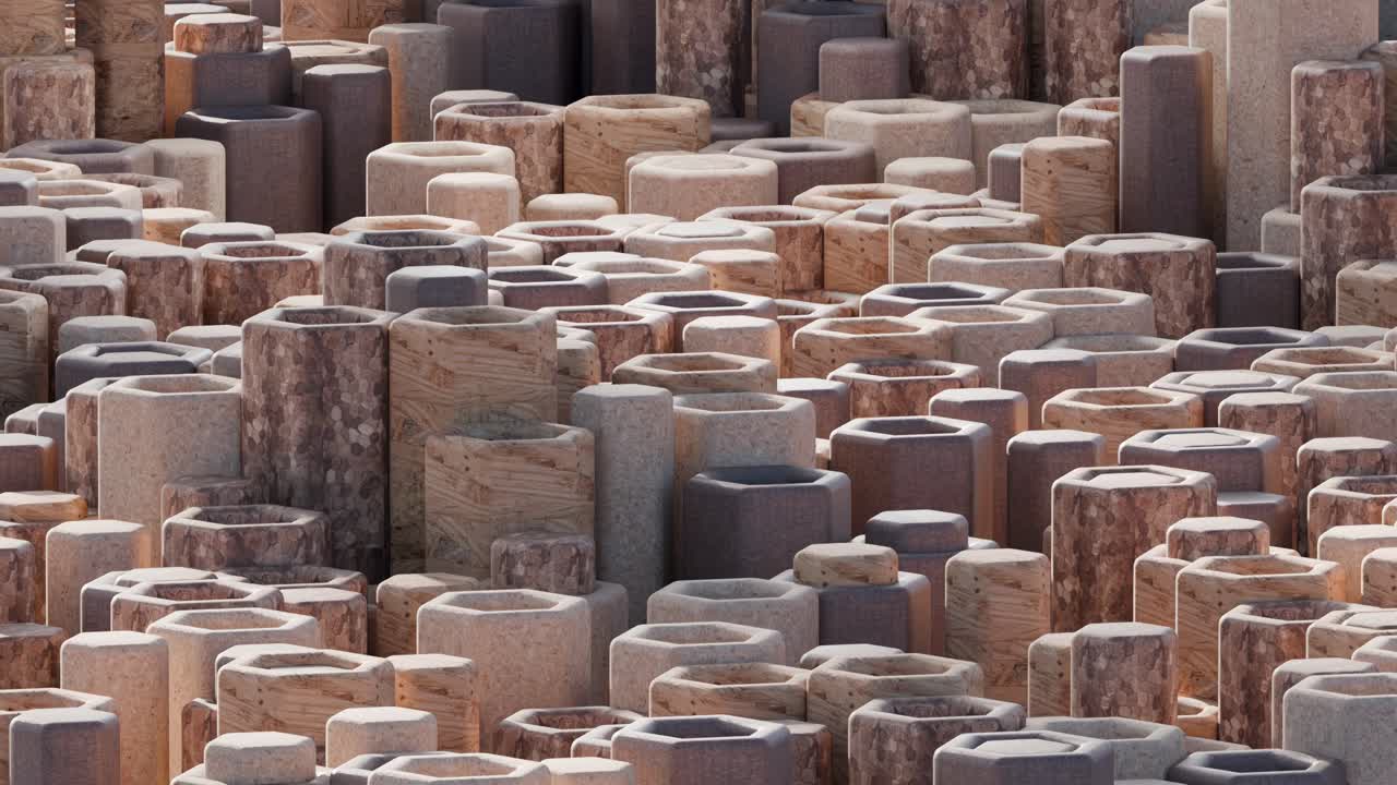 Abstract Geometric Wood Cylinder Arrangement