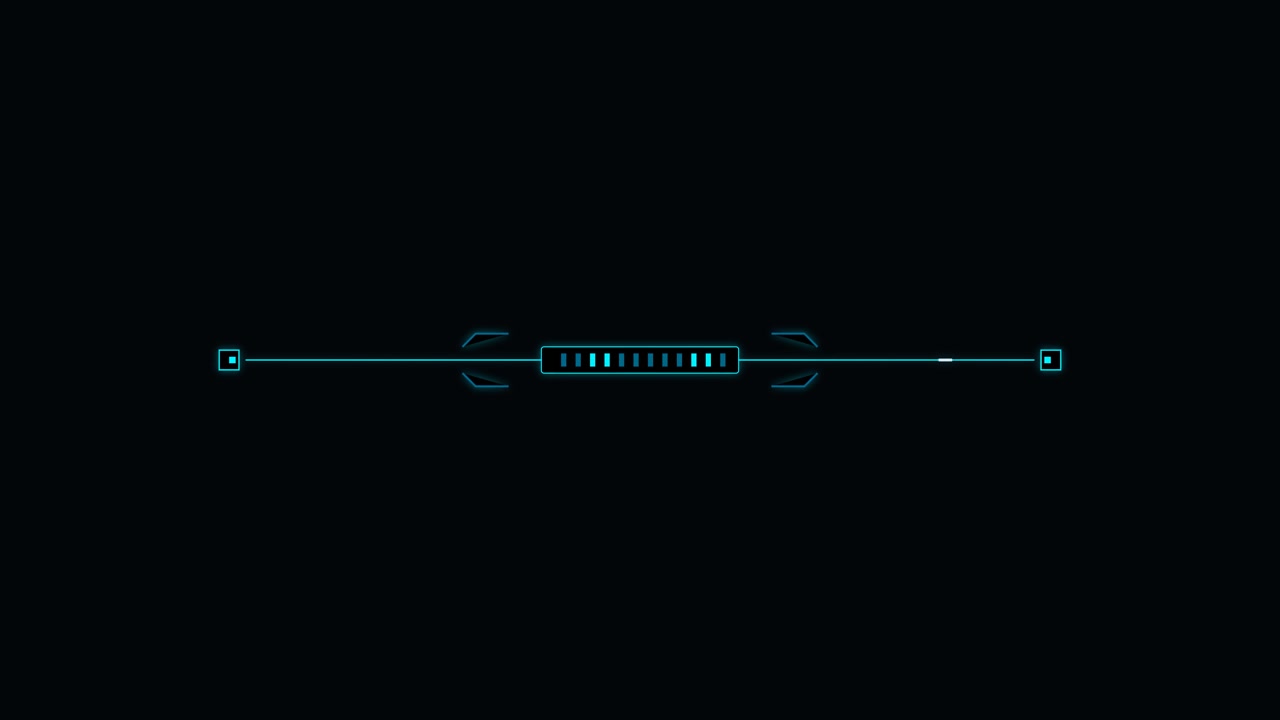 Animazione futuristica di una barra di caricamento digitale su sfondo nero
