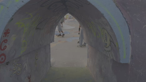 skatepark tunnel with graffiti