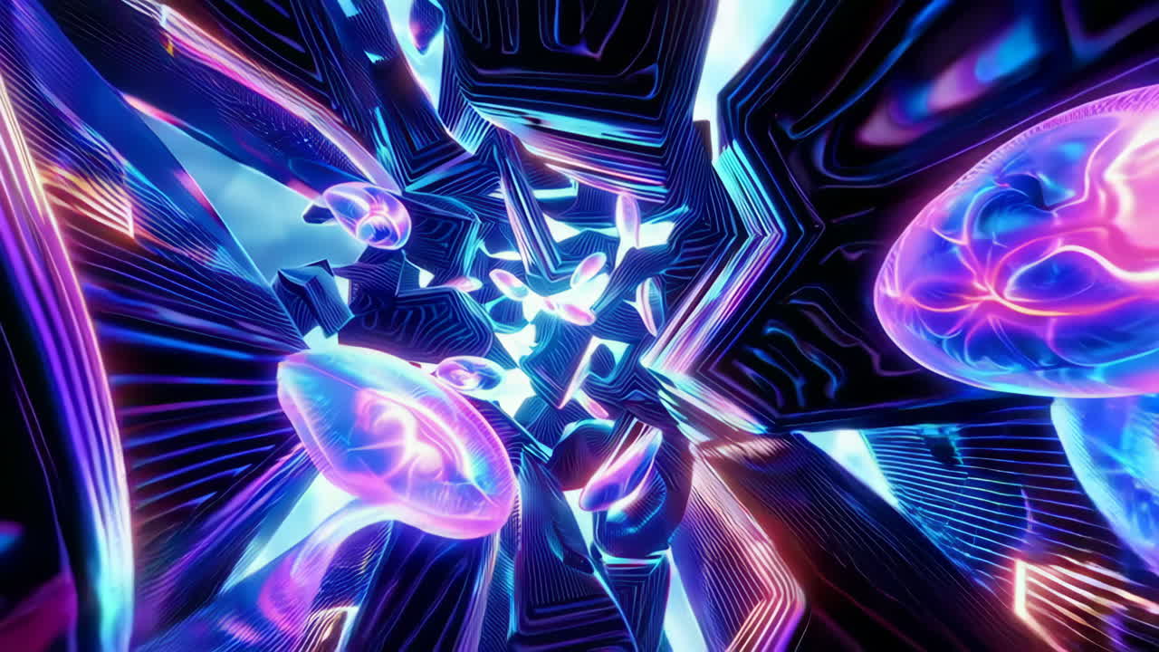 túnel geométrico de neón abstracto