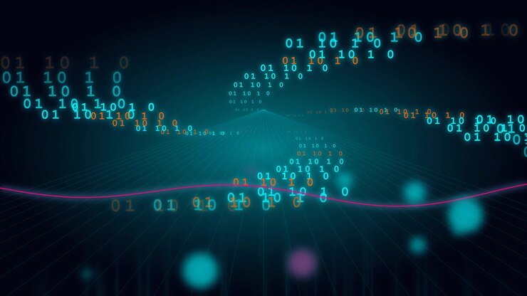 Abstract Digital Data Stream with Floating Binary Code