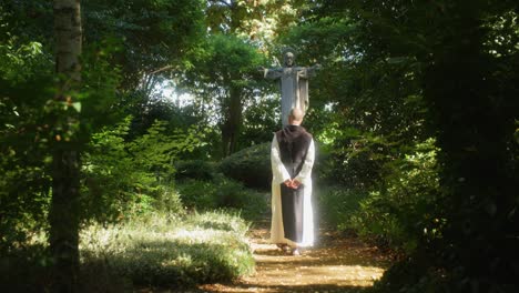 Amazing-scenery-of-a-monk-walking-in-the-forest