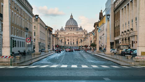 Lapso-De-Tiempo-De-La-Basílica-De-San-Pedro-En-El-Vaticano,-Roma