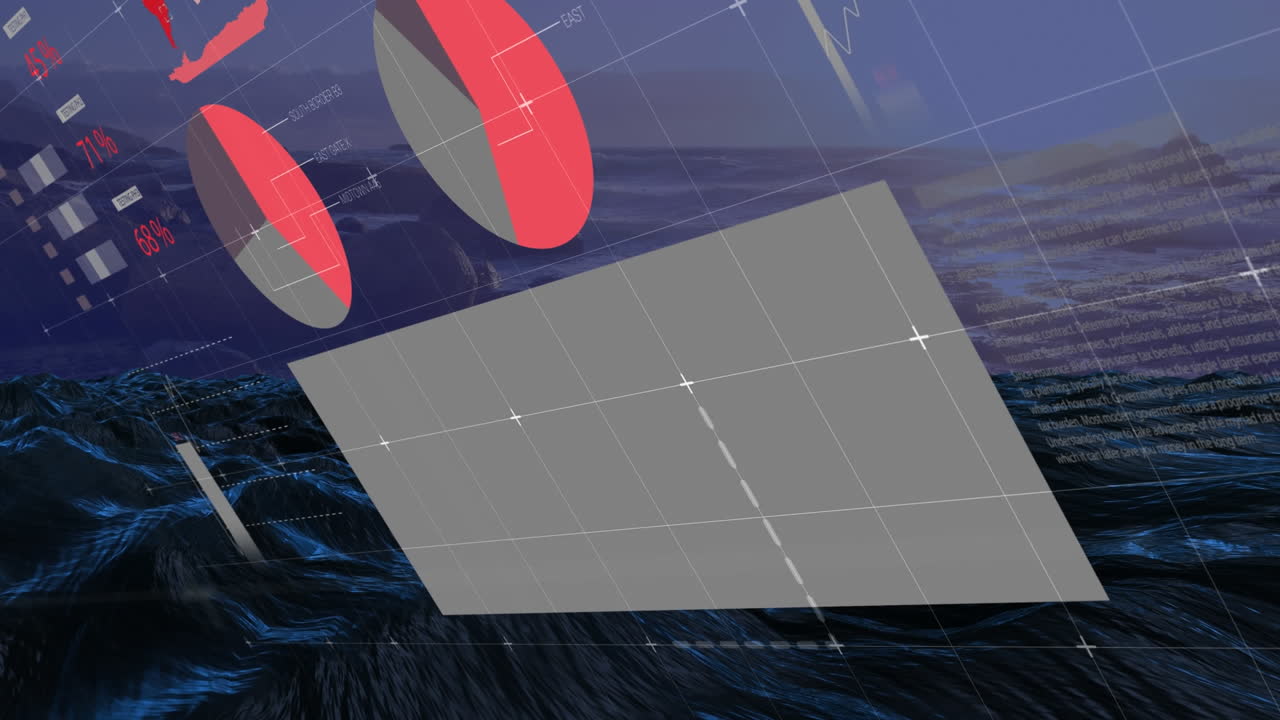 анимация обработки данных над ландшафтом