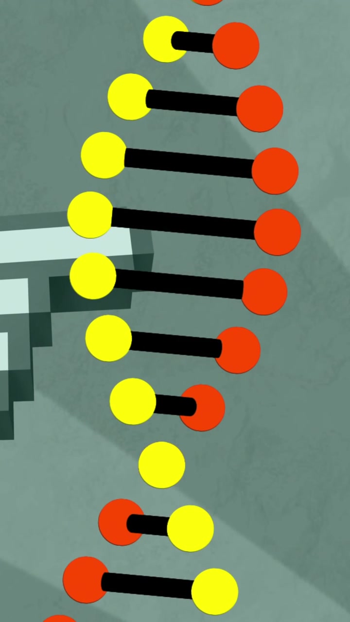 Animation of dna rotating over green background with hands