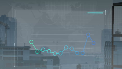 animación del procesamiento de datos estadísticos sobre el paisaje urbano
