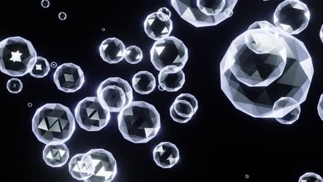 bolas de cristal flotando suavemente en el espacio. para el registro de conciertos y fiestas, vacaciones. creatividad exitosa