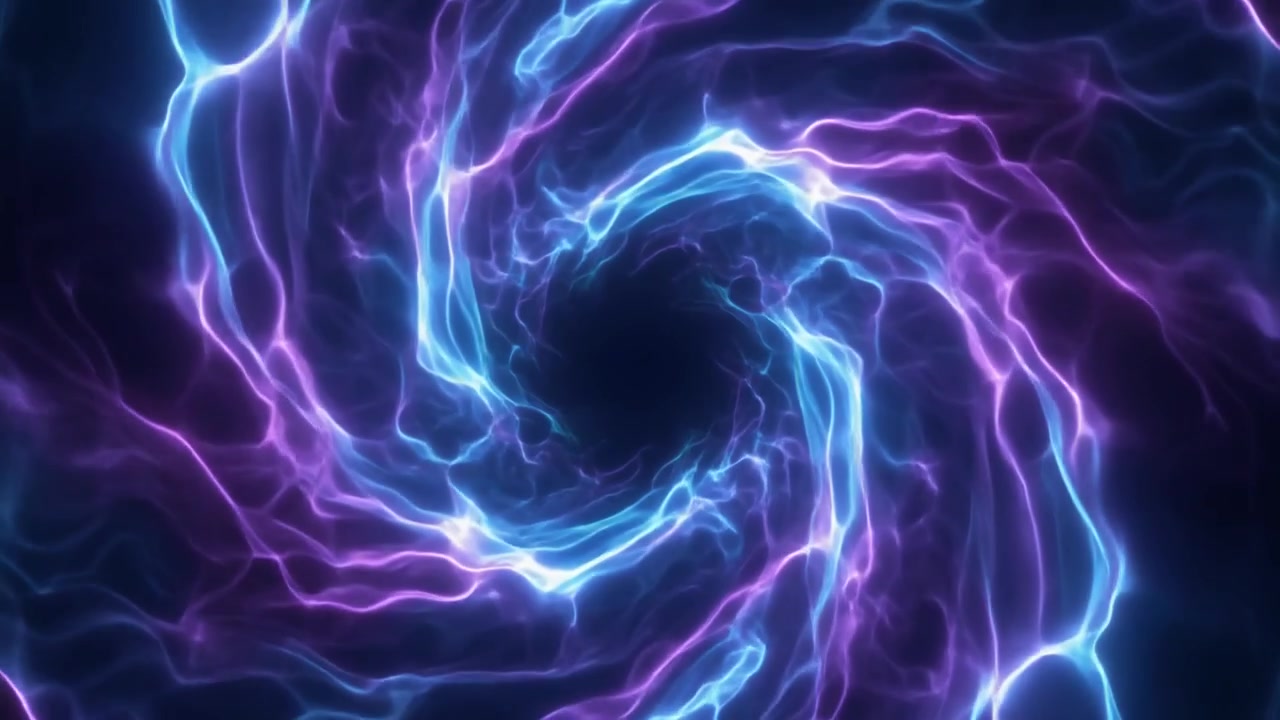Abstract Glowing Blue and Purple Energy Vortex Tunnel