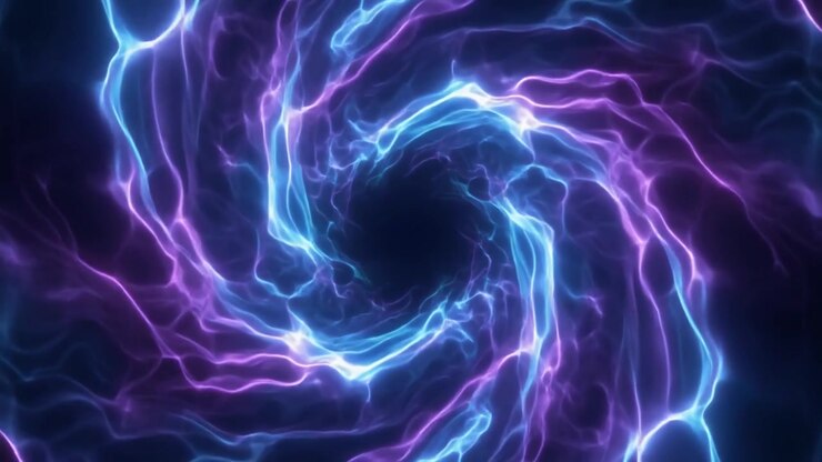 Abstract Glowing Blue and Purple Energy Vortex Tunnel