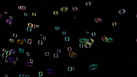 soap bubbles fly out on the right side black background lot of bright soap bubbles fly into the air on the right side black background