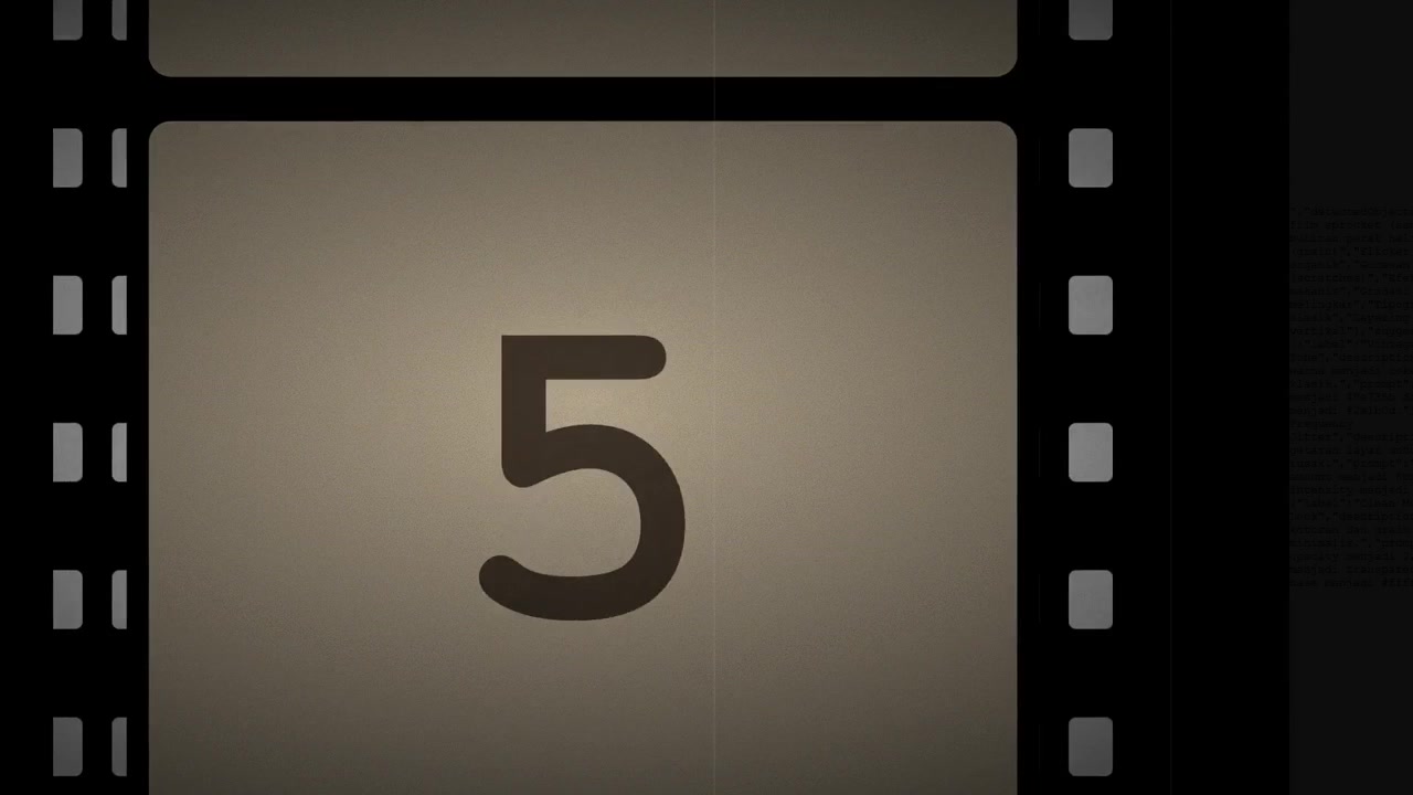 Vintage Film Countdown Leader with Grain and Scratches