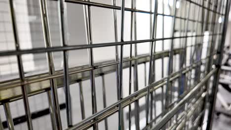 detailed view of metallic grid structure showcasing industrial utility and geometric design.