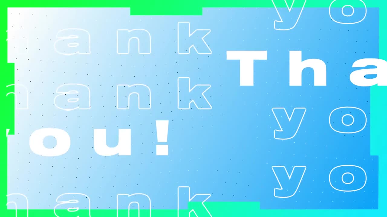 파란색 배경 위의 감사 텍스트의 애니메이션