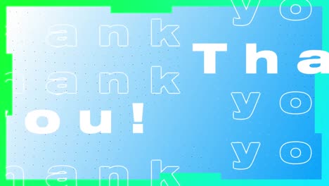 animation of thank you text over blue background