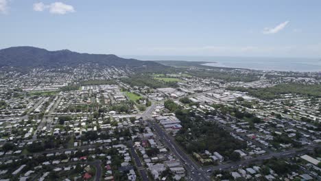 panoramic view of cairns city in far north queensland, australia in summer - drone shot