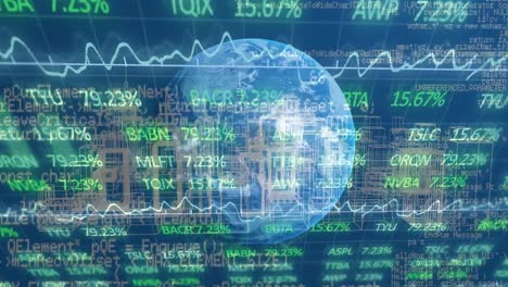 animación del procesamiento de datos en todo el mundo y la ciudad