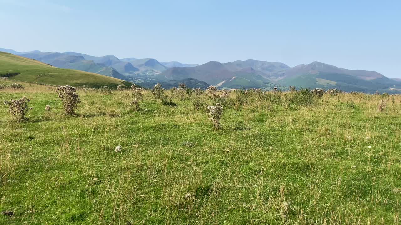 paisaje natural estático de campos de hierba y colinas en cumbria, inglaterra