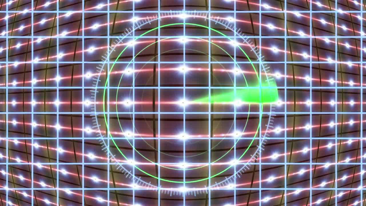 레이더 그리드와 움직이는 배경이있는 hud 패널. 모션 그래픽