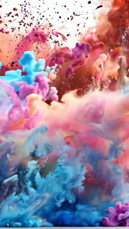 a colorful explosion of smoke and dust is depicted in the image. the vibrant colors of the smoke and dust create a sense of energy and excitement, as if the explosion is still in progress