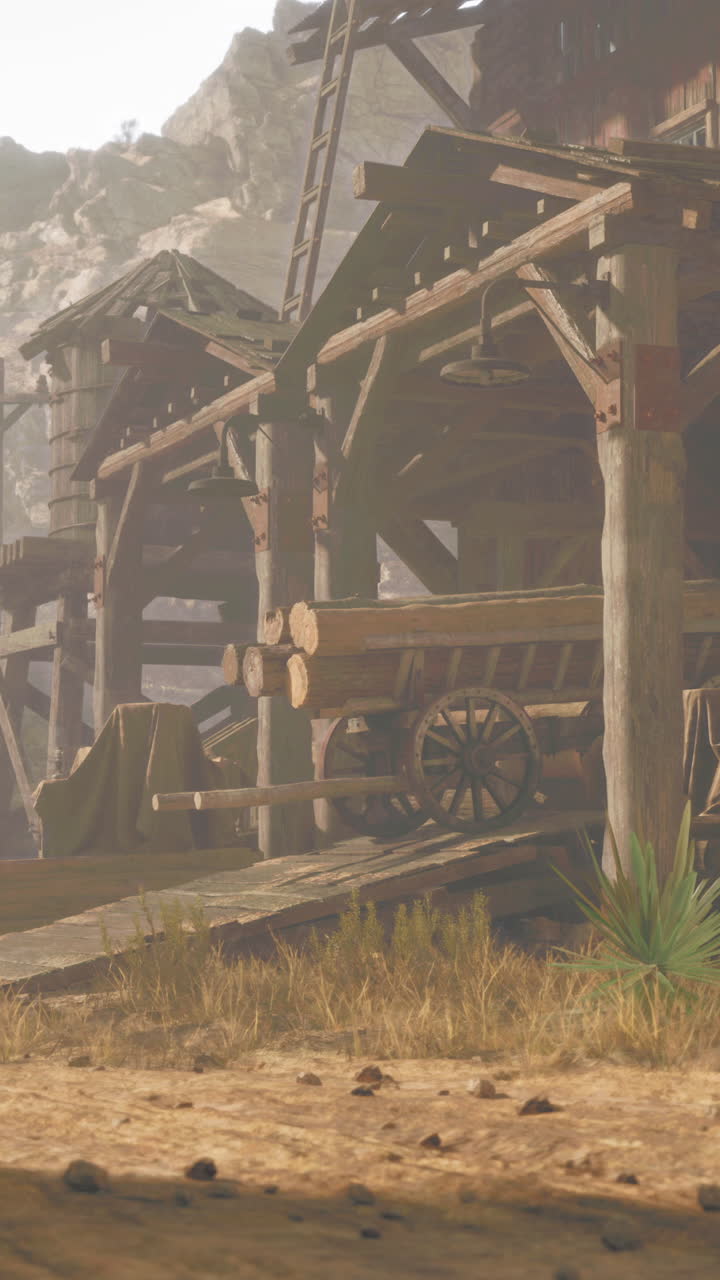 edificio de madera abandonado en el viejo desierto