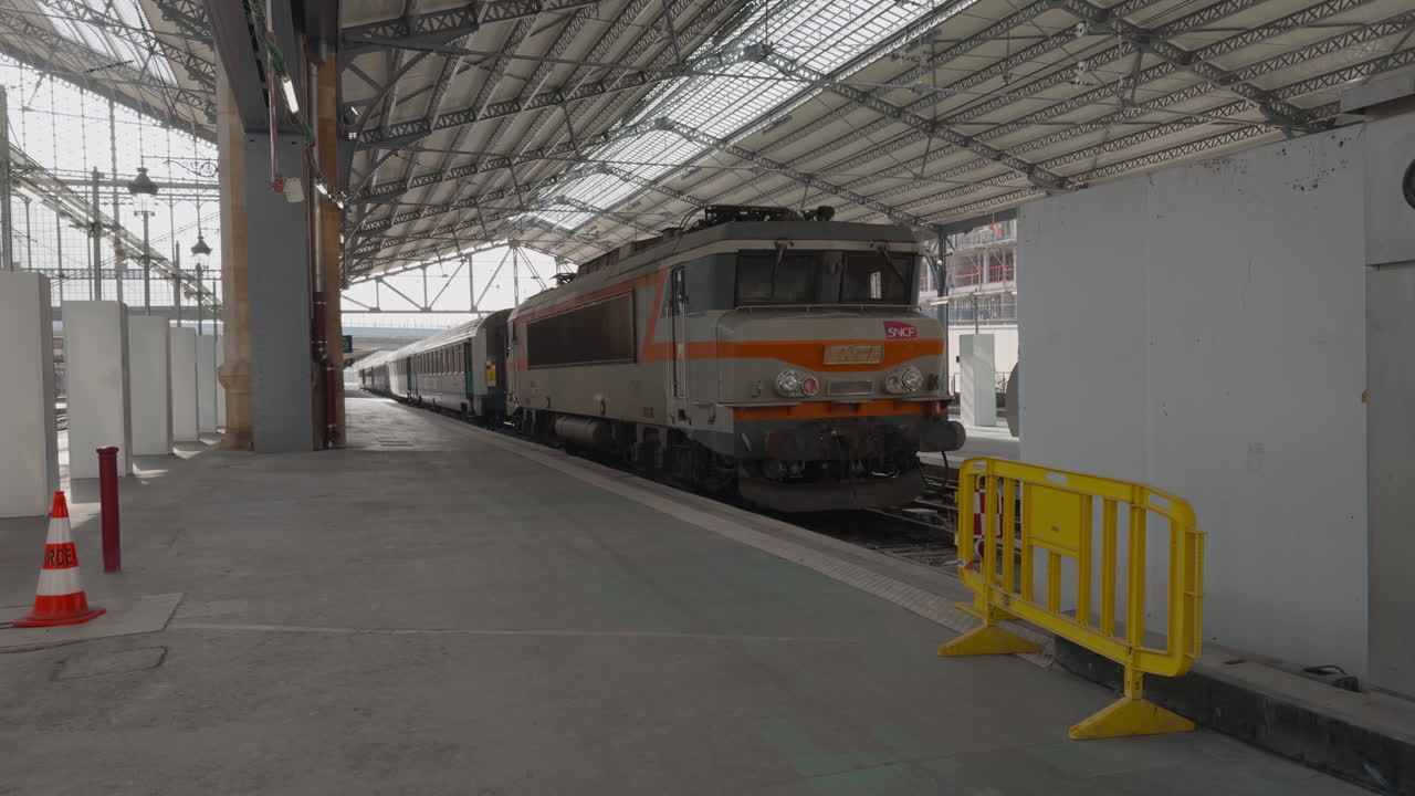 Train at Austerlitz station, Paris, with renovation work nearly complete