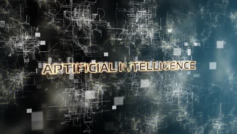 artificial intelligence concept text reveal animation with digital abstract technology background 3d rendering for ai, machine learning, technology, motion design 4k