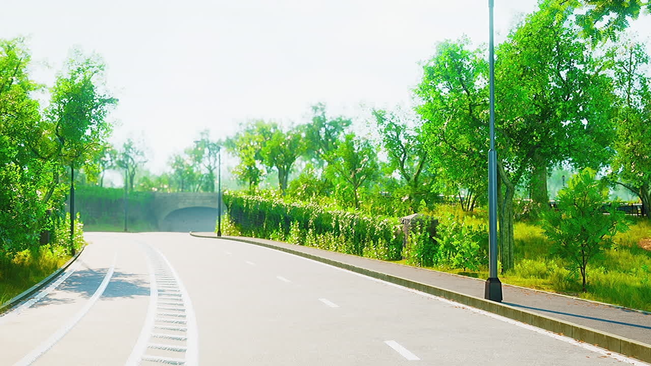 빈 도로 와 유럽 의 아침 빛 을 가진 도시 거리