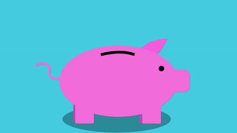 piggy bank money saving concept, looping animation blue