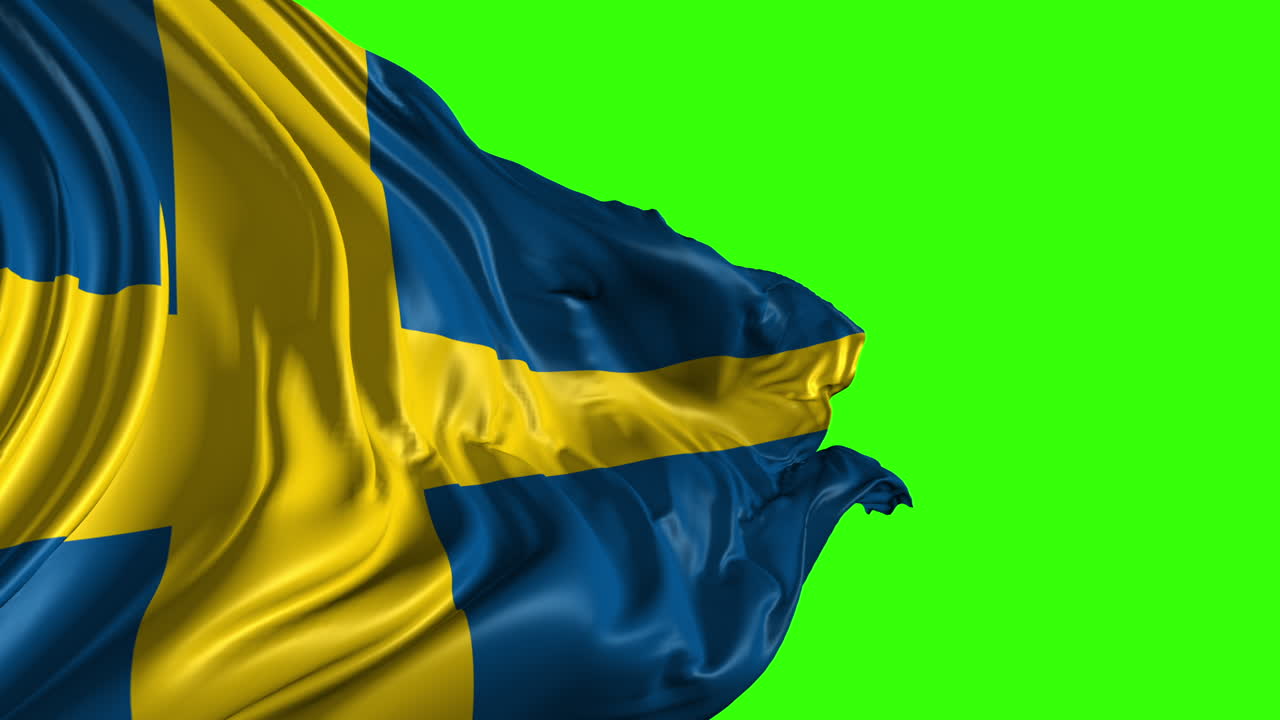 Bandiera della Svezia che sventola su schermo verde